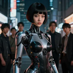 photo portrait of a japanese android femme fatale, future tokyo, film noir, high detail, intricate detail, golden ratio, cinematic lighting, ghost in the shell, night, by sachin teng and sergey kolesov and ruan jia and heng z and wlop. beautiful, scifi, fantasy, hyper detailed, octane render, trending on artstation