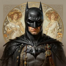 portrait of  Batman, irritated expression, bohemian fashion, artsy, intricate, elegant, highly detailed, digital painting, artstation, concept art, smooth, sharp focus, illustration, art by artgerm and greg rutkowski and alphonse mucha