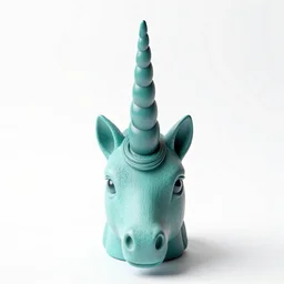 turquoise unicorn horn, photorealistic, isolated on a pure white background, centered, entire object in frame, sharp focus, soft studio lighting