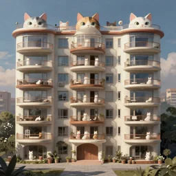 crazy cat apartments, extremely detailed, sharp focus, wide view, full body shot, smooth, digital illustration, by james jean, by rossdraws, frank franzzeta, mcbess, sakimichan, brosmind, steve simpson