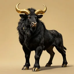 a noble fierce Minotaur warrior with black fur and a heart of gold