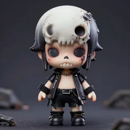 portrait of a grungy skull anime and chibi very cute doll by super ss, cyberpunk fashion, nendoroid, kawaii, fantasy art by craig mullins, thomas kinkade, trending in artstation