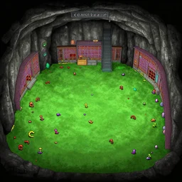 landscape of underground gallery inspired by the video game worms, 2 d view, by mandelbrot, benoit