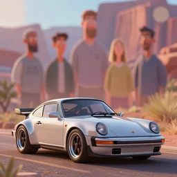 porsche in utah. len blur background bokeh. art by ismail inceoglu, filip hodas, and pixar.