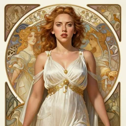 Scarlett Johansson as a Greek Godess, cute, fantasy, intricate, elegant, highly detailed, centered, digital painting, artstation, concept art, smooth, sharp focus, illustration, art by artgerm and H R Giger and alphonse mucha