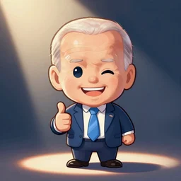cute chibi drawing of joe biden smiling and giving a thumbs up