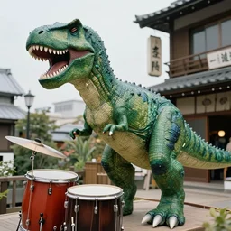 💅🔬🇯🇵🦖🥁 in the style of a 1 9 9 0's tourist photo