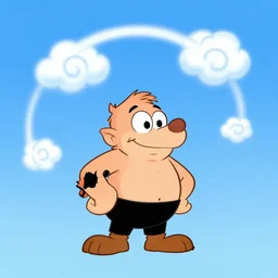 cartoon concept art, clean blue sky, spiral clouds, from sam and max, from the hortons