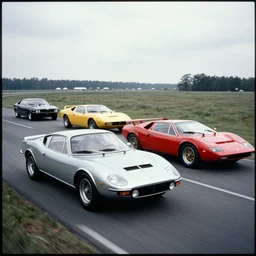 1975 De Tomaso, Lotus Europa!!, BMW M1, Pantera ((Countach)), movie still, speed, cinematic Eastman 5384 film