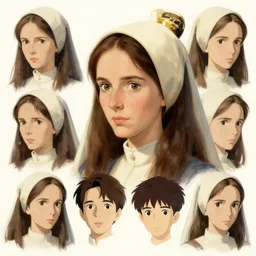 florence nightingale character face study, multiple angles, directions and moods. faces only, concept art finely detailed perfect art, painted by greg rutkowski makoto shinkai takashi takeuchi studio ghibli, pinterest, cevagraf comics