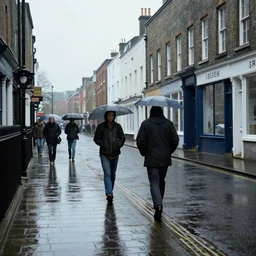 a rainy british street in 2006