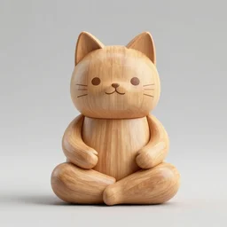 8 k octan, advertising, highly detailed, photo, a totally wooden figurine collectible art toys wooden on feet, very cute fat cyborg meditation zen with cat ears, cyberpunk, graffiti ratio, design, showroom dealership indoor display convention exhibition a contemporary art gallery masterpiece, in the box kraft - a k _ dpm _ 2
