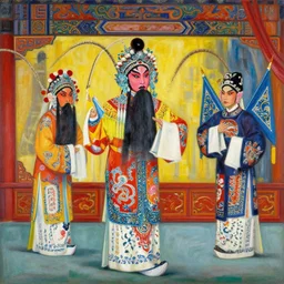 a beautiful painting beijing peking opera performance, by jean michel basquiat painting, lumion render