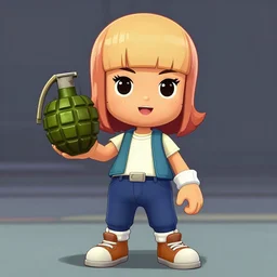 LilyPichu in the style of gta san andreas, holding grenade,in the style of artgerm, rossdraws