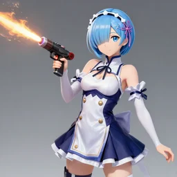 reimu hakurei wielding flamethrower