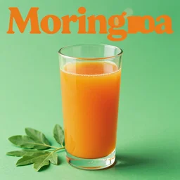 moringa juice, in the style of 6 0's japanese jazz fusion, album cover, casiopea, orange, green, moringa juice