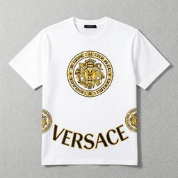 a tee shirt with versace ornaments
