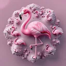 3 d mandelbulb fractal of a flamingo : : flamingo : : 3 d mandelbulb fractal : : visual depth, high quality, shadowing, fractal render : : pink, white : :