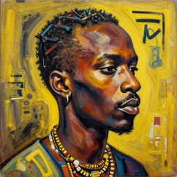 extremely highly detailed African paintings by Jean-Michel Basquiat