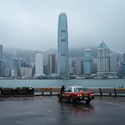 hong kong in the rain and fog