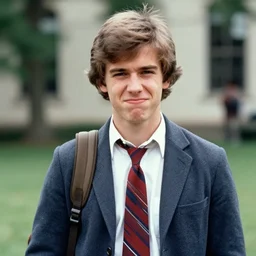 a color photograph of a very handsome young guy in 1 9 8 8, he is at college and being silly