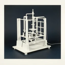 a chess - piece building machine, minimal white machinery with cables, a surrealist sculpture by marcel duchamp, archival pigment print, 1 9 1 4, conceptual art, artwork, academic art, surrealist, fluxus