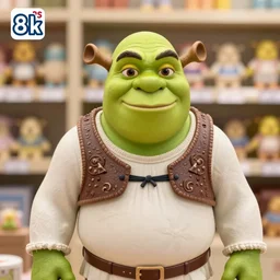 still figurine of shrek wearing an elegant summer blouse, official store photo, commercial photo, featured on amiami, 8 k, 8 5 mm, f. 1 4, beautiful composition,