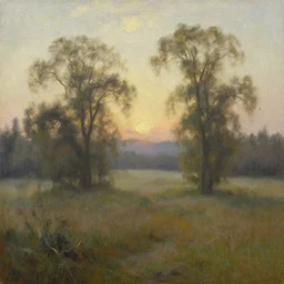 morning landscape, painting by peter balke, oil on canvas