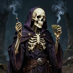 skelleton from divinity original sin 2, fane, smoking weed, wizard