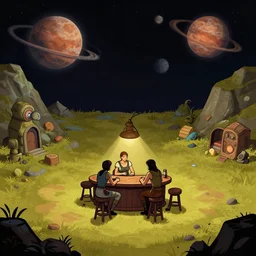 in a small bar in a remote outpost, on an alien planet, from a space themed point and click 2 d graphic adventure game, set design inspired by hg giger and tomb raider, art inspired by thomas kinkade
