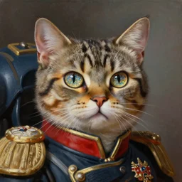 an oil painting of a cat as an Imperial officier from the Warhammer 40k, sparkly detailed cat eyes, glorious, cinematic, realistic lighting, masterpiece, smooth, Warhammer 40k, military,  oil painting of a cat as an Imperial officier from the Warhammer 40k, sparkly detailed cat eye