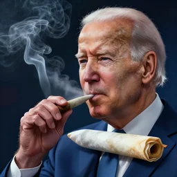 joe biden smoking a giant rolled joint, smoke, amazing detail, realistic digital art, artstation