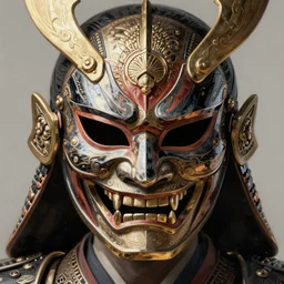 demon samurai mask, close - up portrait, intricate, elegant, volumetric lighting, scenery, digital painting, highly detailed, artstation, sharp focus, illustration, concept art, luis rollo, ruan jia, steve mccurry, john berkey