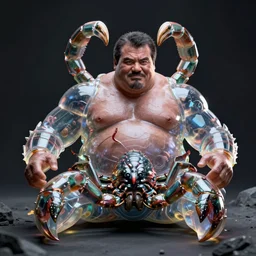 hyper realistic, extremely obese steven seagal as scorpion from mortal komabt, unreal engine, greg rutkowski, beeple global illumination, translucent, sub - surface scattering,
