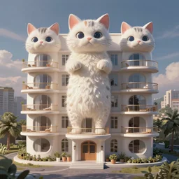 crazy cat apartments, extremely detailed, sharp focus, wide view, full body shot, smooth, digital illustration, by yerka, james jean, by rossdraws, frank franzzeta, mcbess, sakimichan