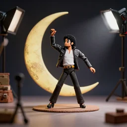 a photo of a stopmotion animation filming set of michael jackson's moon walker