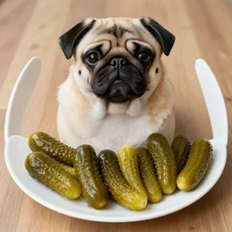 a pug made out of wet pickles, photo