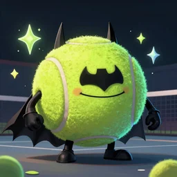 a tennis ball monster ,tennis ball, batman, digital art, fantasy, magic, trending on artstation, ultra detailed, professional illustration by Basil Gogos