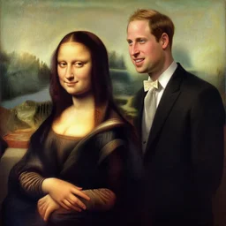 detailed painting of prince william marrying attractive mona lisa, highly detailed painting by gaston bussiere, craig mullins, j. c. leyendecker 8 k, smiling couple, royal painting