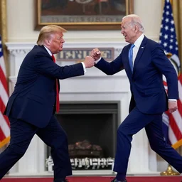Donald Trump punching Joe Biden