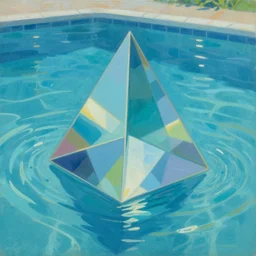 a stunning wpa style painting of a prism reflecting sunlight at the bottom of a swimming pool, award winning art