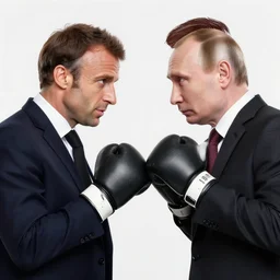 Emmanuel Macron boxing Vladimir Putin in American Psycho (1999)