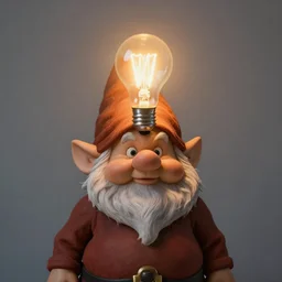 a dwarf with a lightbulb for a head