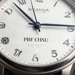 a macro photo of an extremely high quality hd macro photo of a promo image of a fancy expensive timepiece with pearl inlays, titanium bezel, rose gold backing, glow in the dark hands, luxury, 8 k, highly detailed, highly reflective, polished glass