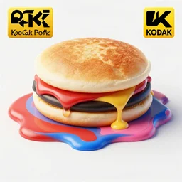 photorealistic 3 d render of melting american breakfast made of red blue black yellow pink white plastic, octane render, featured on cgsociety, trending on behance, brilliant studio lighting, kodak porta, hd 8 k,