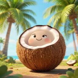 from the kokopalm family, coconut, coconut, cartoon, cartoon, highly detailed vfx, cinematic, volumetric lighting,