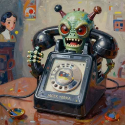hyper detailed 3d render like a Oil painting - Attack of the Mutant Telephones by Jacek Yerka, Mariusz Lewandowski, Houdini algorithmic generative render, Abstract brush strokes, Masterpiece, Edward Hopper and James Gilleard, Zdzislaw Beksinski, Mark Ryden, Wolfgang Lettl, hints of Yayoi Kasuma, octane render, 8k