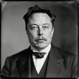 Daguerreotype of Elon Musk with a moustache, classical portrait, 1849, direct gaze