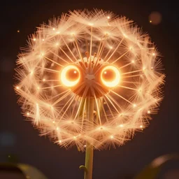 a glowing humanoid figure dandelion monster with large glowing eyes, surrounded by orange aura, highly detailed, digital art, sharp focus, trending on art station, artichoke, anime art style