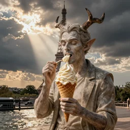 satan eating ice cream in paris
